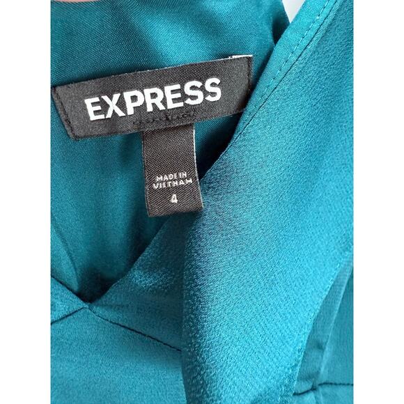 Express Teal Ruffle Hi-Low Maxi Dress Size 4 Formal Cocktail Party Preowned - Picture 7 of 12